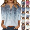 Women's T Shirt Print Button 3/4 Sleeve Daily Weekend Fashion Basic V- Neck Regular Top