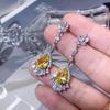 Серьги-гвоздики с инкрустацией топазом Женские серьги Элегантность Высококлассный дизайн Украшения Легкая роскошь Высококлассный стиль