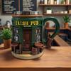С ручкой Ирландский паб 3D Новинка Кружка для кофе Зеленая Традиционный дизайн паба Удобная эргономичная ручка Керамическая кружка для кофе Прочная