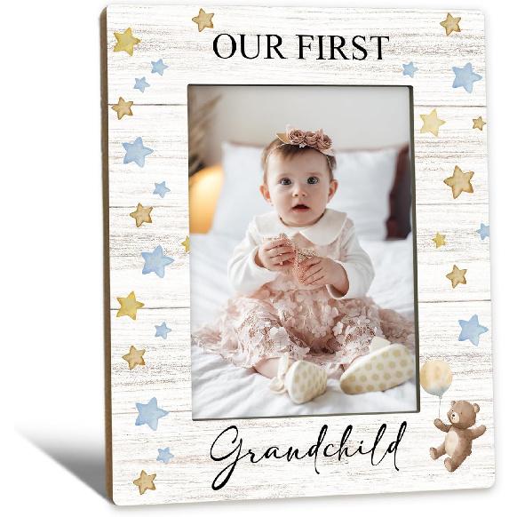 First Granddaughter Gifts Picture Frame 4x6, First Time Grandparents Gifts Photo Frame, New Baby Gift for Grandparents, New Grandparent Gift Wooden
