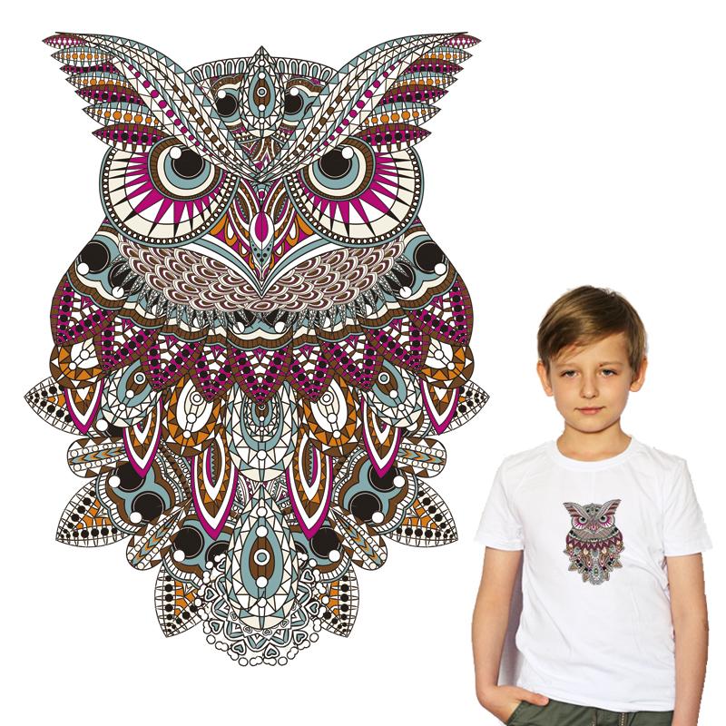 Этническая нашивка в виде совы из ткани для самостоятельного украшения футболки - термоаппликация для детей и взрослых