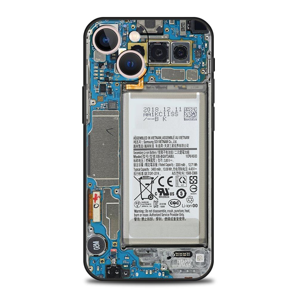 Чехол-накладка с рисунком печатной платы для iPhone 17 16 15 14 13 12 11 Pro Max 17 Air Plus Ударопрочный Мягкий ТПУ Чехол Fundas