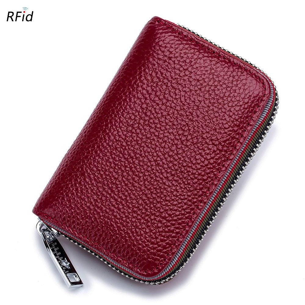 МодныйRFID-кошелек-гармошка из коровьей кожи с молнией для женщин и мужчин