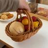 Простая корзина для хранения из имитации ротанга, бытовой портативный контейнер для хлеба с ручкой, декоративная пластиковая корзина для пикника