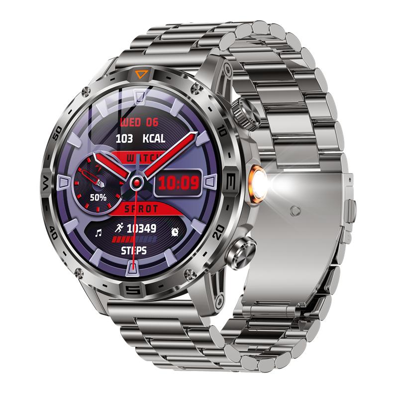 AK91 Men Smart Watch Compass Flashlight Outdoors Multi-Sports Fitness Tracker BT Calling 1000Mah Large Battery Smartwatch