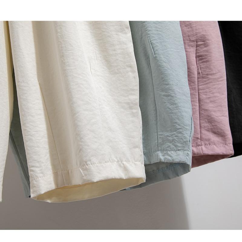 Dimanaf 2025 Summer Plus Size Women Wide Leg Pants High Waist Basic Elastic Pants Loose Casual Solid Pants 5XL