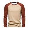 Autumn Winter Men Bottoming Top Slim Fit Patchwork O Neck Pullover Stretchy Long Sleeves