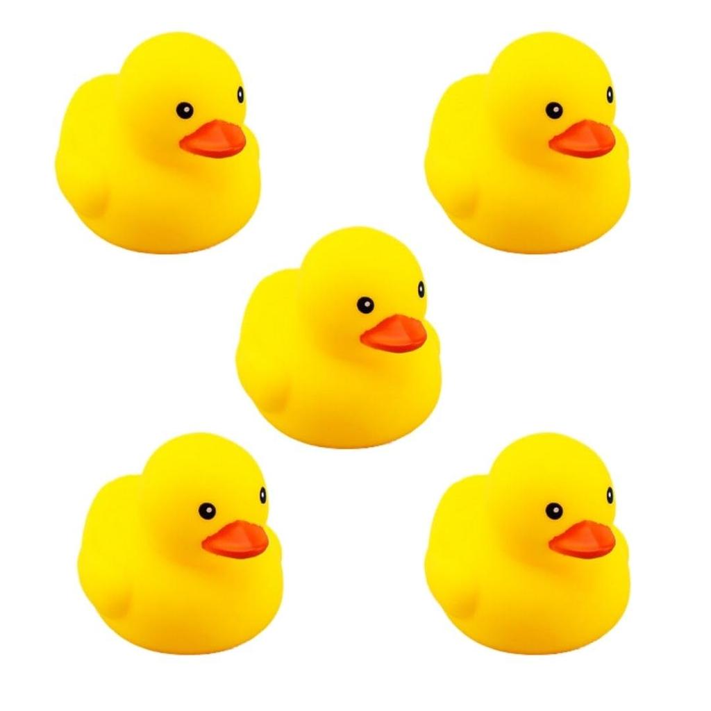 Set of 5 Little Ducks: Sound-making, floating, and fun in the bath Cute interior decor and educational toys. Kids' gift. 6cm wide, 6cm high, 7.2cm