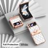 RENGZ Diamond Plating Leather Hinge Protection Case For Samsung Galaxy Z Flip 6 5 4 3 Folding Ring Holder Cover for Flip5 Flip4