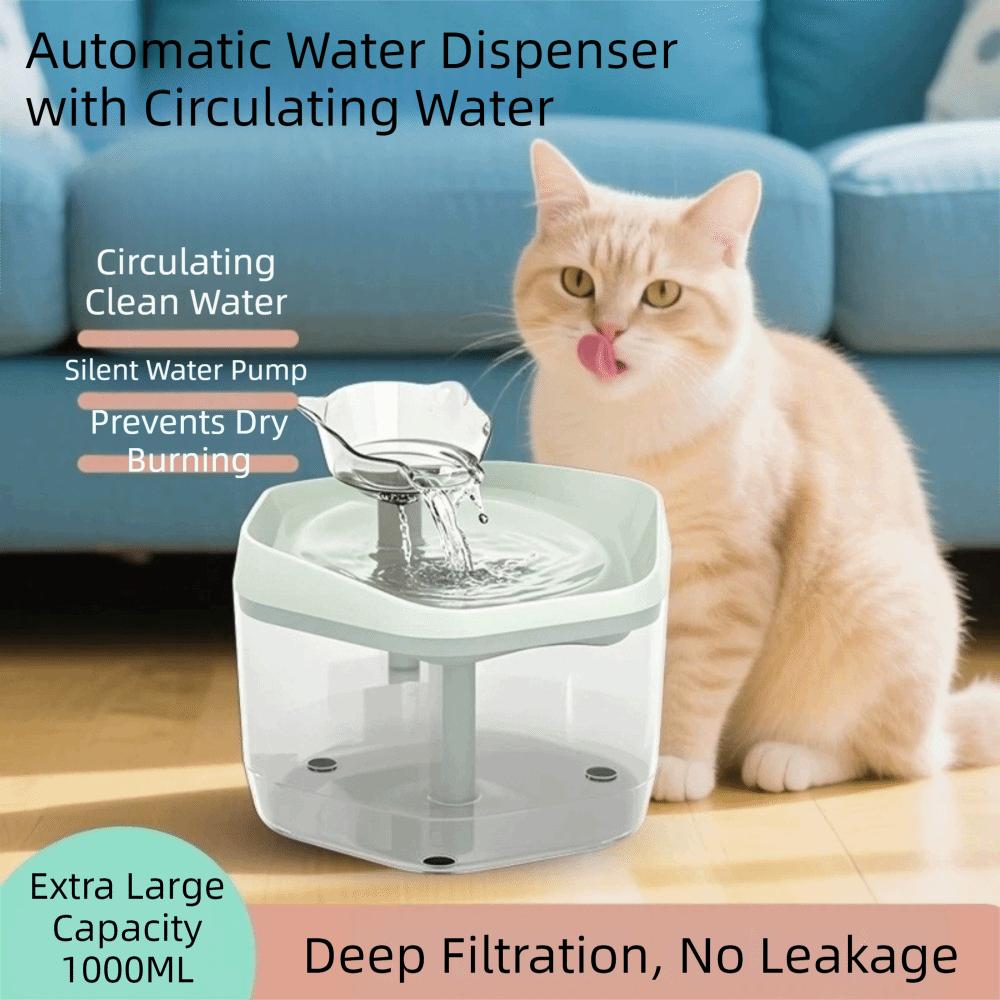 Large Capacity Cat Drinking Fountain 1L Pet Flowing Water Bowl Pet Water Feeder Household