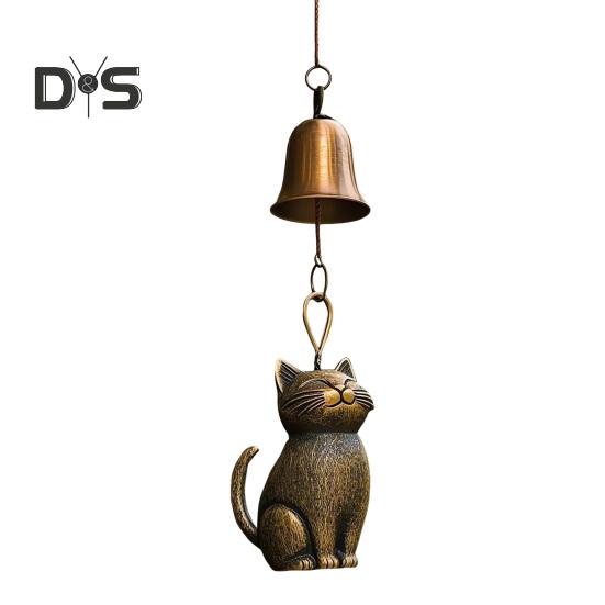 Кошачья подвеска в виде колокольчика, уличная подвеска в виде котенка, садовая металлическая статуэтка кошки, памятное украшение для украшения крыльца, подарок любителям кошек