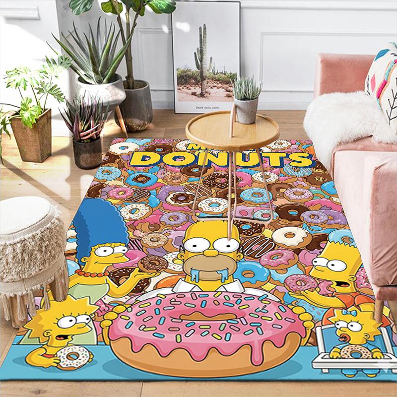 1Pc Simpsons Donut Delight Rug Office Carpet Indoor Outdoor Doormat Nonslip Soft Living Room Christmas Halloween Gift D922924