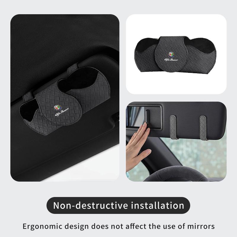 For Alfa Romeo Car Interior Glasses Clip Sun Visor Sunglasses Holder 159 Giulietta Giulia 147 Mito 156 159 166 GT Stelvio