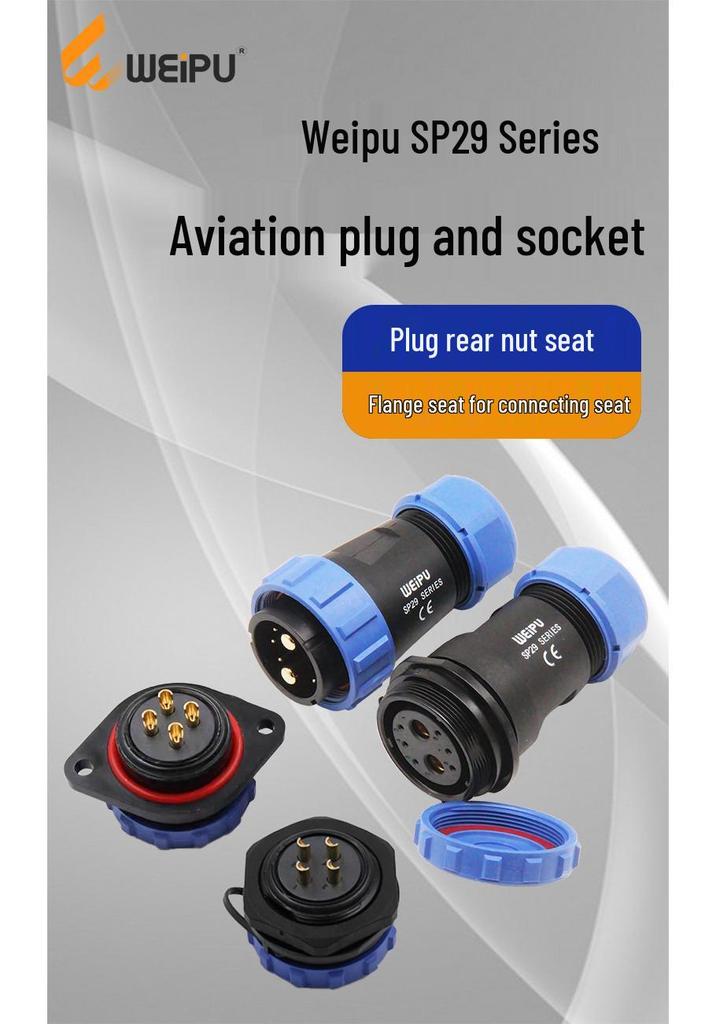 Weipu SP29 Aviation Plug IP68 Diamond Flange Male Female Connector.