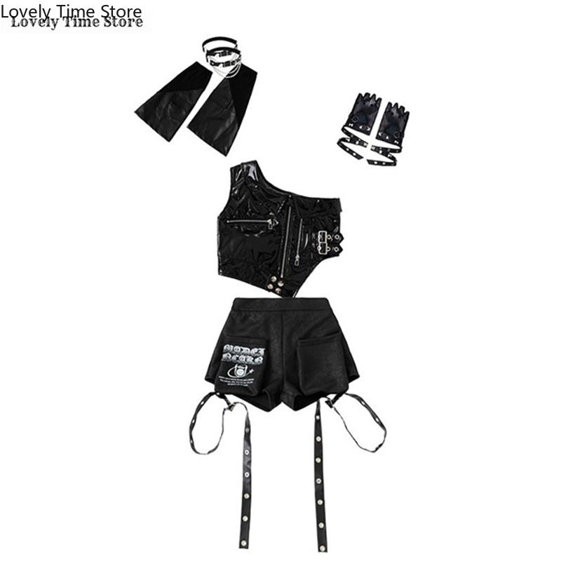Girls Hip Hop Shiny Crop Top Pants Kids K-pop Jazz Shorts Dance Culottes Clothes Sets Children Streetwear Girl Group Costume