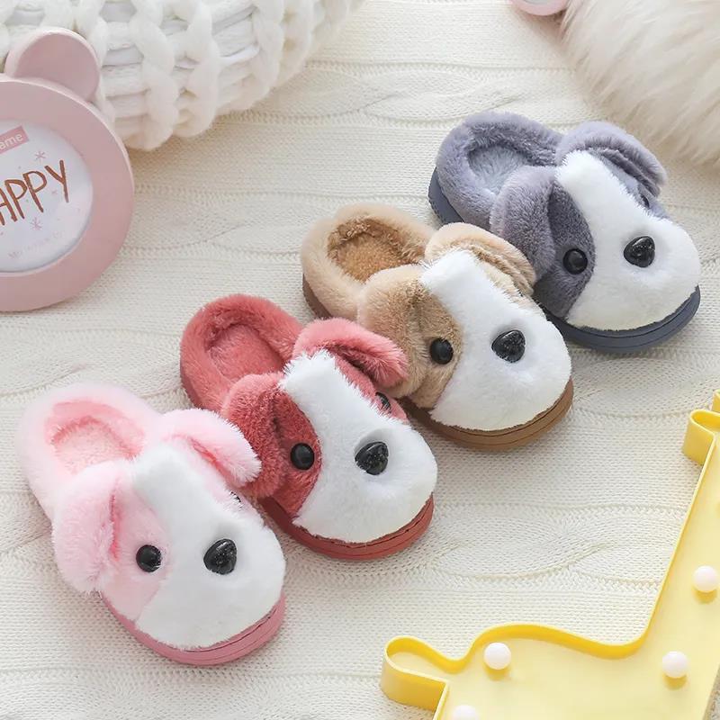 Детские зимние милые хлопковые тапочки с мультяшным рисунком, теплые нескользящие хлопковые тапочки с мягкой подошвой, хлопковые тапочки на толстой подошве на каблуке-мешке