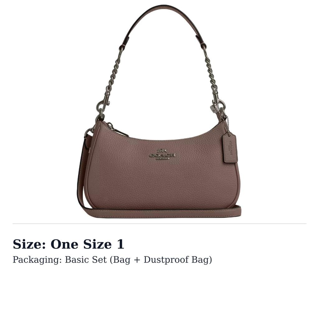 COACH Teri Leather Crossbody Handbag, Shoulder Bag Medium Women's Dark Stone Color CV934-QBCBD