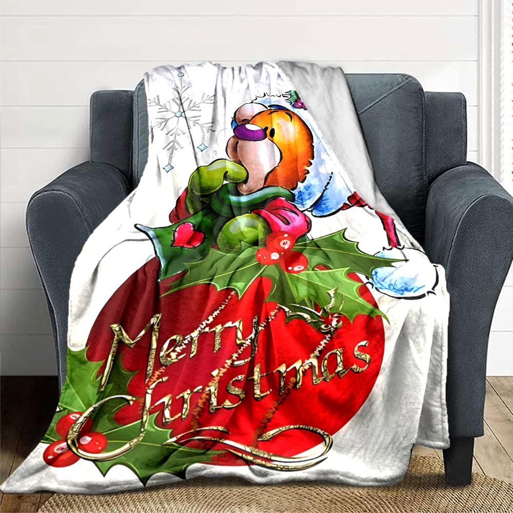 Christmas Gnome Holly Blanket Soft Throw Blanket For Home Bedroom Bed Sofa Travel Office Solid Christmas Blanket