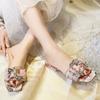 Женские босоножки, летние, блестящие, со стразами, бантики, классические, цветные, для банкета, вечеринки, на низком каблуке, тапочки Zapatos De Mujer