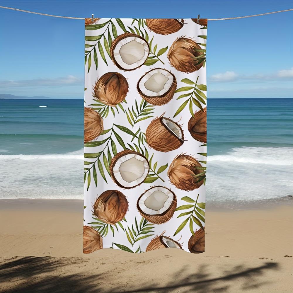 Coconut Palm Leaves Beach Towel, Soft Bath Towel Quick Dry Absorbent Microfiber for Swimming Travel Holiday Must Have