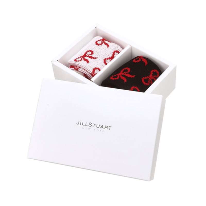 JILLSTUART [Gift Box Packaging] Women's Ribbon Jacquard Mid-Calf Socks 2-Piece Set JASS5F040R2