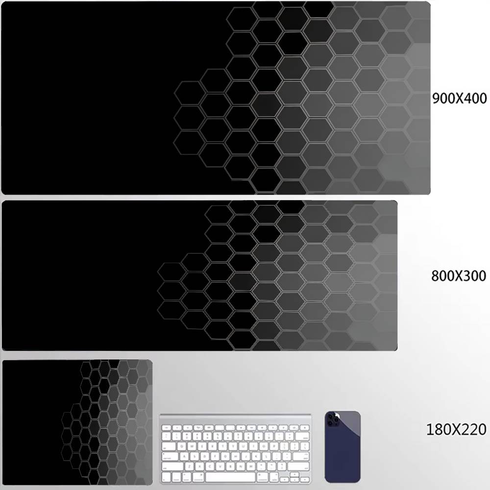 Gaming Mousepads Mousepad Geometric Large Mouse Mat Big Desk Pads Non-Slip Rubber Hexagon Mouse Pad Big Keyboard Mats 90x40cm
