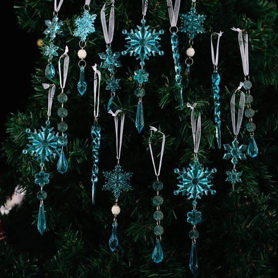 15 шт. Акриловые украшения в виде снежинок Снежинка и ледяной кристалл Подвесной декор для рождественской елки Прозрачный Зимней тематики Подарок для вечеринки