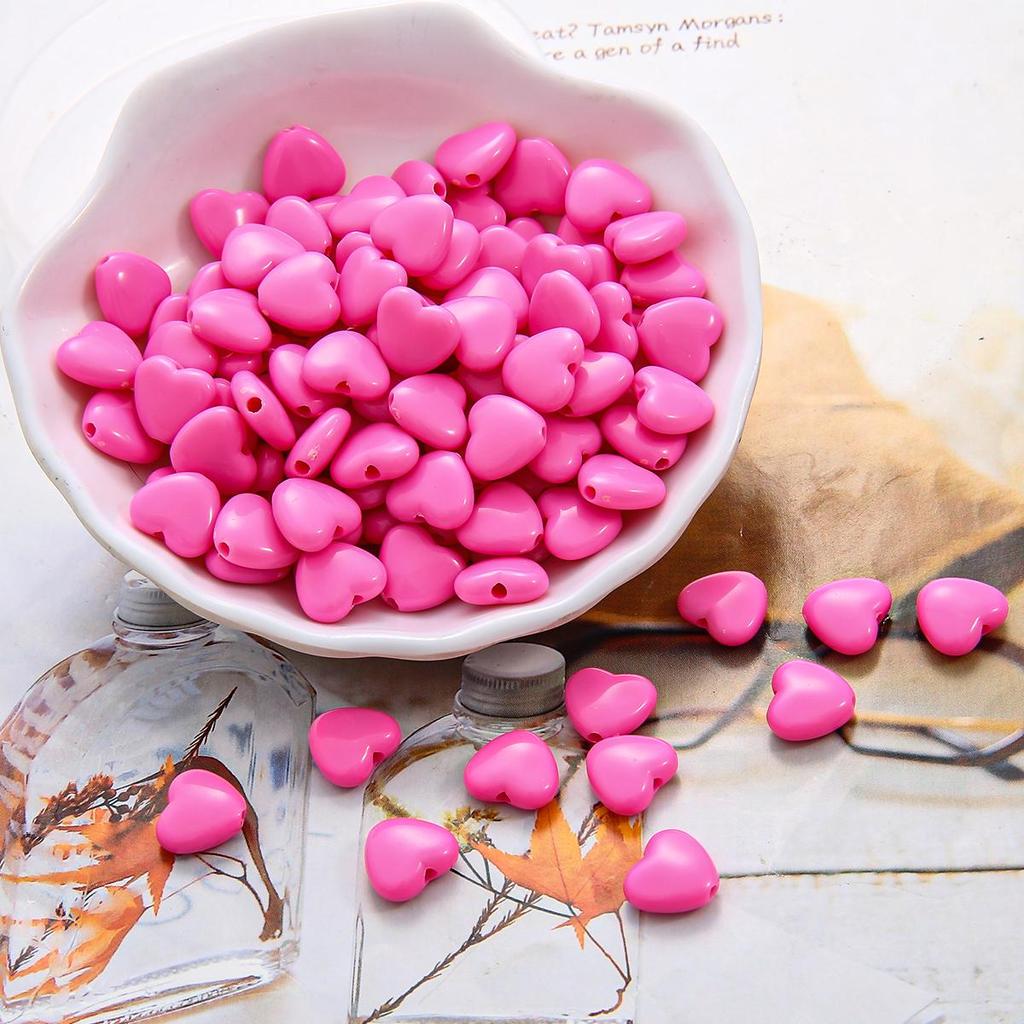 Colourful Heart Shape Acrylic Loose Spacer Beads for Jewelry Making DIY Accessories