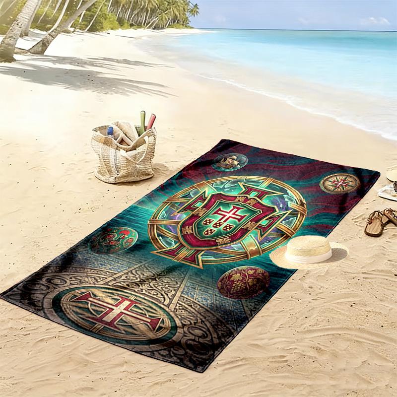 Portuguese Heritage Emblem beach towel soft Outdoor camping swim Outdoor pool towel quick-drying swim towel Travel and vacation towels beach printing