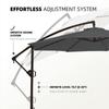10ft Patio Umbrellas Offset Outdoor Umbrella Cantilever Hanging Umbrellas w/Infinite Tilt,