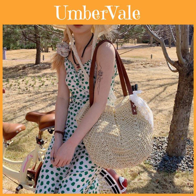 Simple Solid Color Large Capacity Women Casual Woven Tote Bag For Daily Use