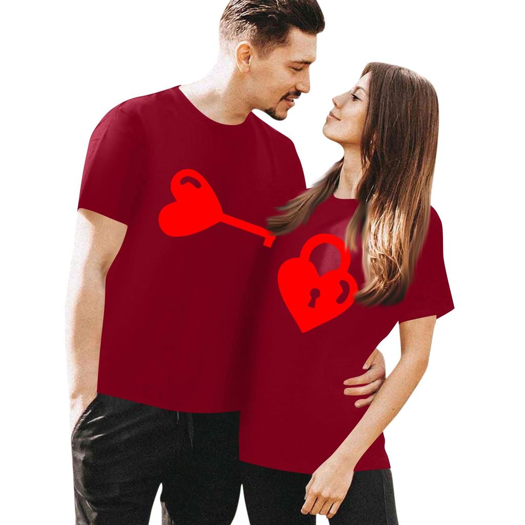 Женская повседневная футболка с круглым вырезом и коротким рукавом с принтом ко Дню святого Валентина