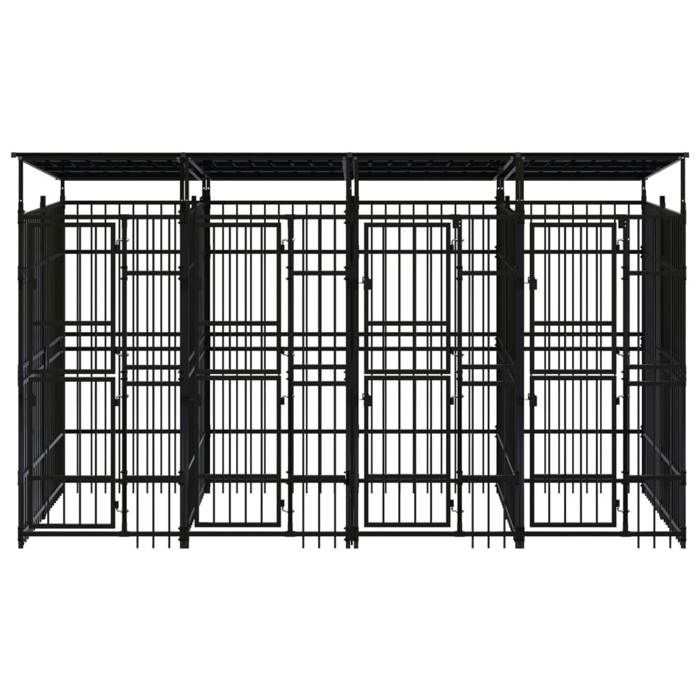 VidaXL Outdoor Kennel with Roof for Dogs Steel 7.37 M² Cage Enclosure 3097949