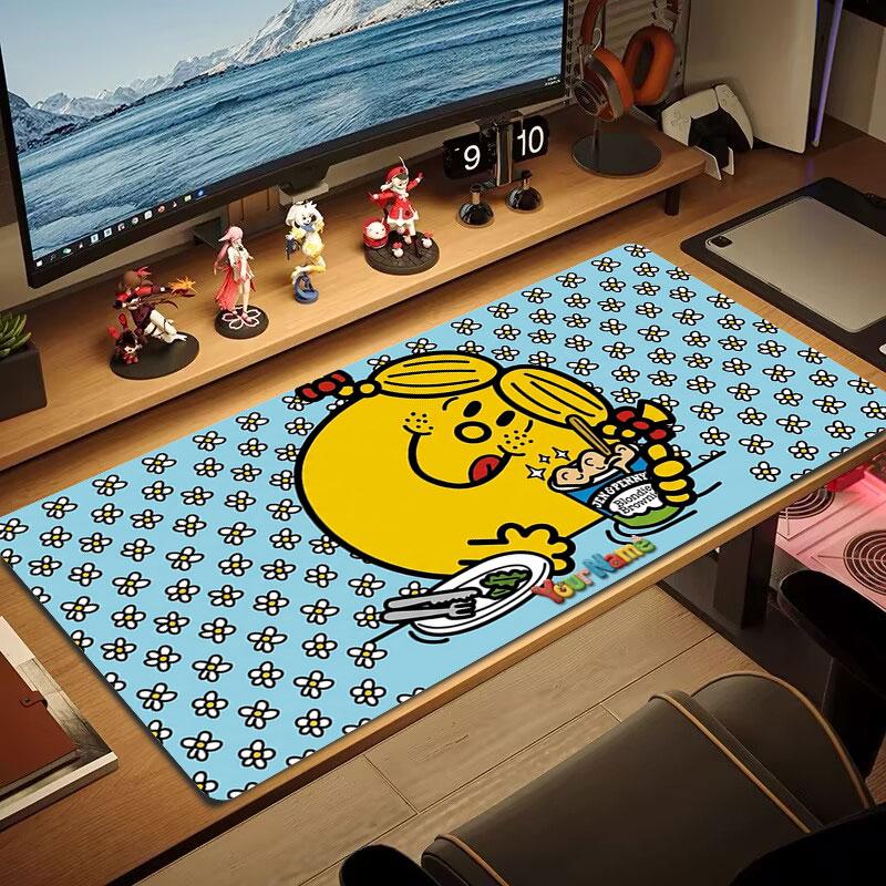 Mr. Men Little Miss Custom Name Large Size Mouse Pad Large Gaming Table Cushion Non-slip Laptop Tablet Big Mousepad XXL Mat Mini PC Playmat With Lock