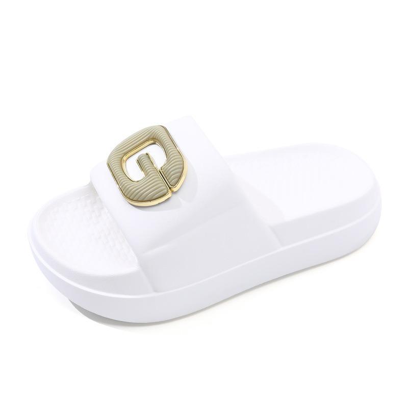 Summer New Simple Outdoor Women's Comfortable Thick-bottomed Indoor Non-slip One-word Slippers