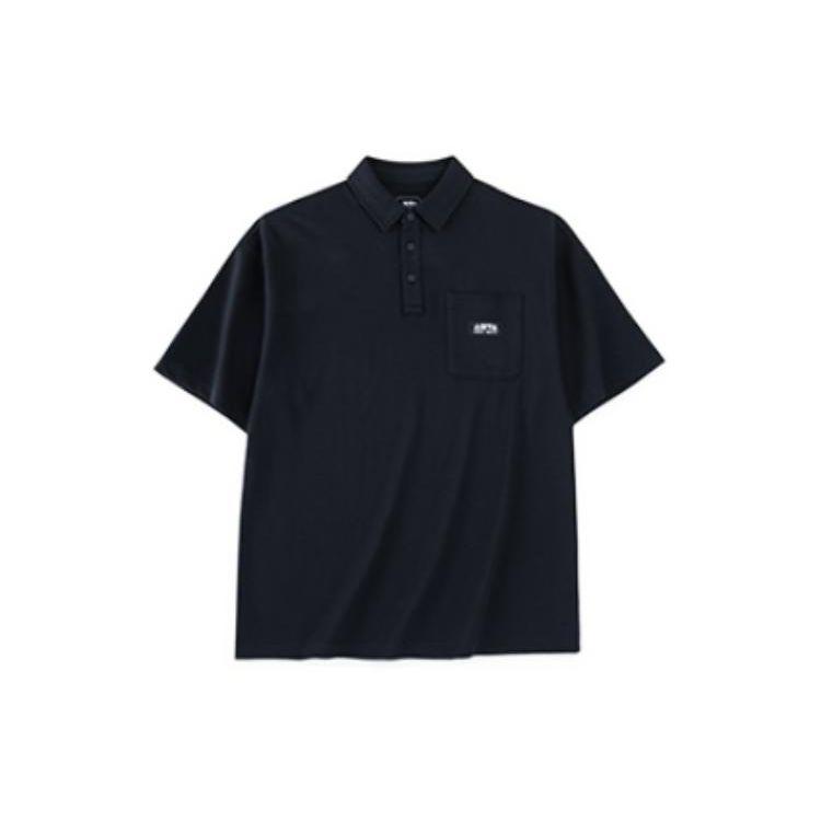 Anta Lifestyle Series Solid Color Logo Pullover Short Sleeve Polo Shirt Men Polo Shirts Black 152328136-4