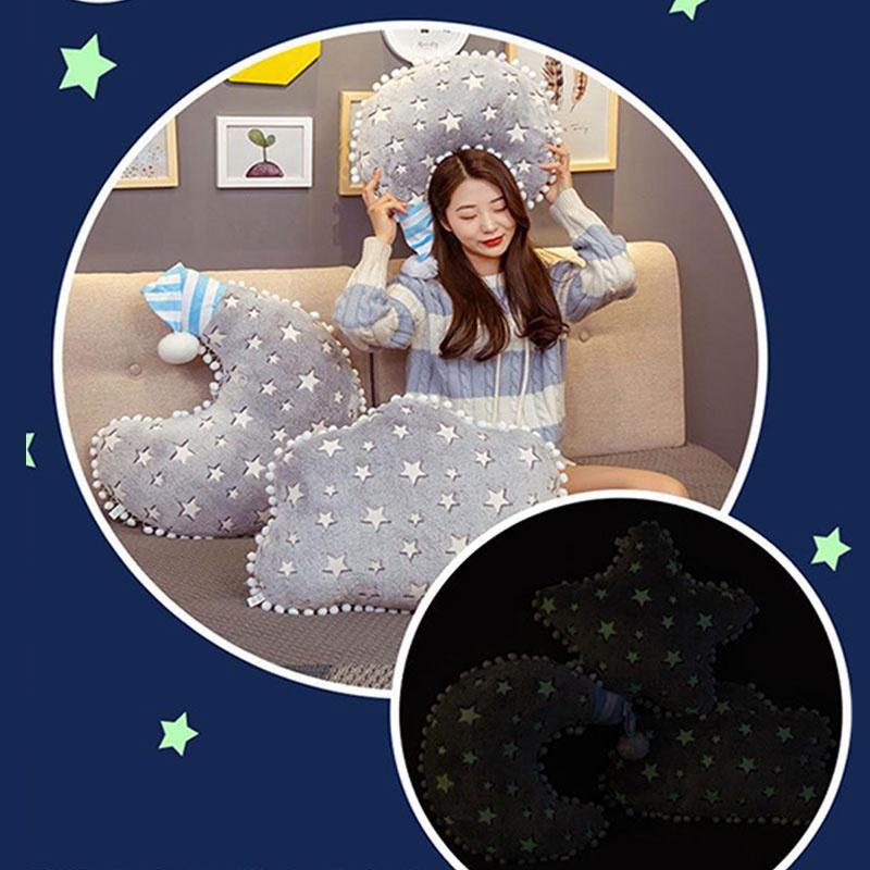 Soft And Fluffy Cloud Star And Moon Plush Pillow Light Up Decorative Sofa Cushion