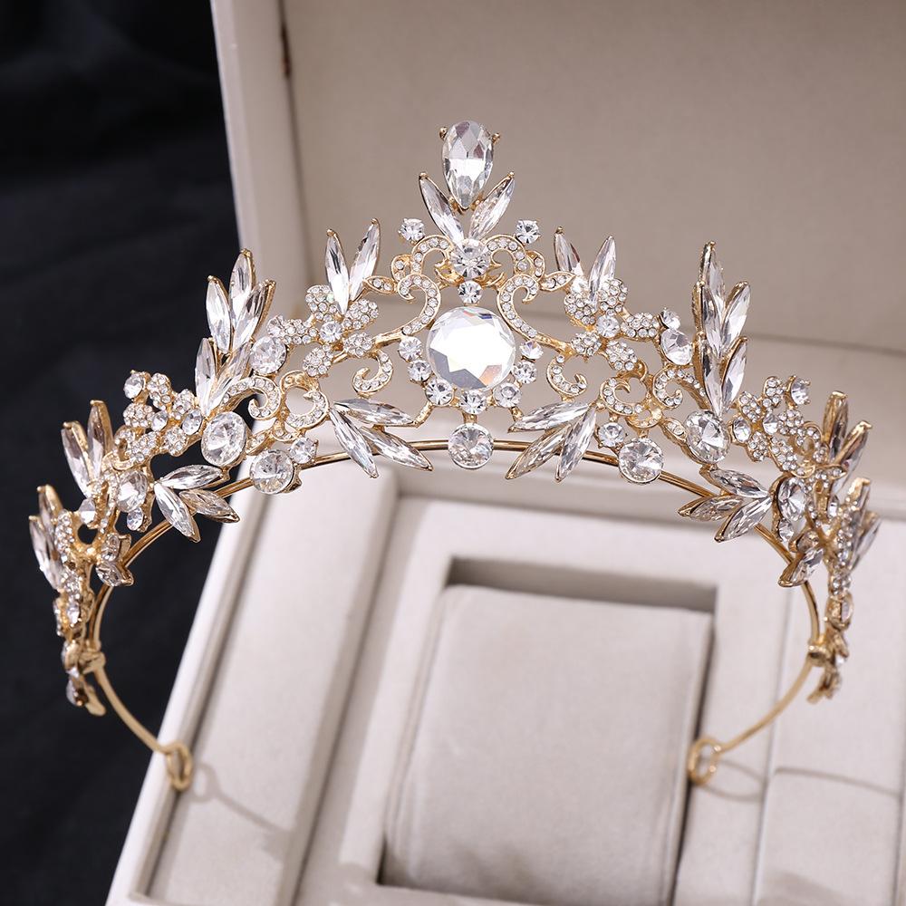 Diamond Popular Rhinestone Headband, Luxury Baroque Crystal Leaf Wedding Bridal Crown