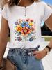 (Asian Size) Short Sleeve T-shirts Clothing Fashion Print T Female Trend Style Flower Trend Casual Women's Top Graphic Tee