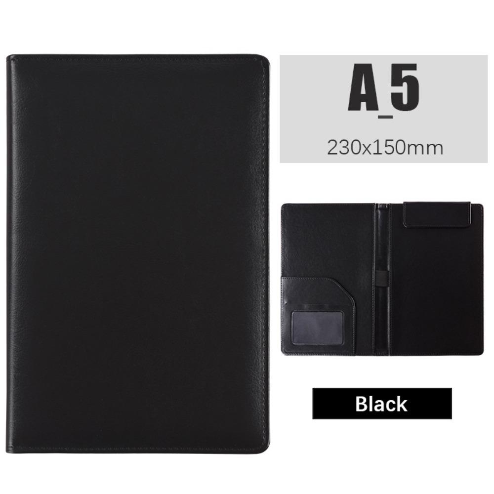 PU Leather A5 File Folder With Elastic Pen Insert Waterproof Business Meeting Contract Clamp Card Slot Clipboard Document Clip