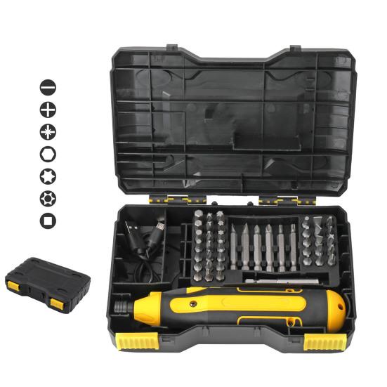 1 комплект, электрическая отвертка 4 В, 43 бита, встроенный аккумулятор емкостью 1300 мАч, электрическая отвертка с обратной зарядкой через USB, инструмент для разборки, бытовая техника