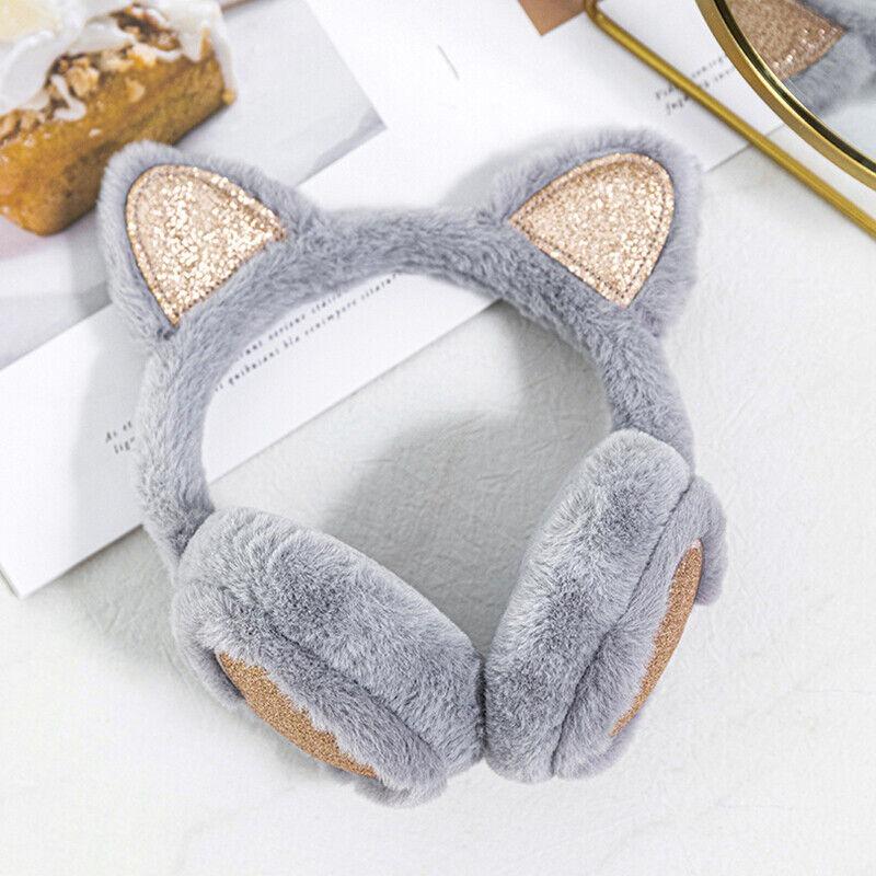 Winter Womens Kids Soft Cat Earmuffs Ladies Girls Plush Earflap Warmer Ear Muffs