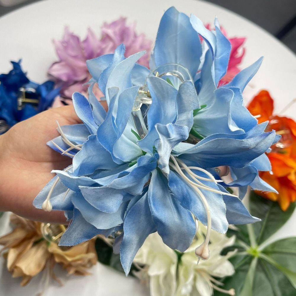 Korean Style Floral Shark Clip Fairy Sweet Hair Catches Simulation Flowers Hair Claw Beach