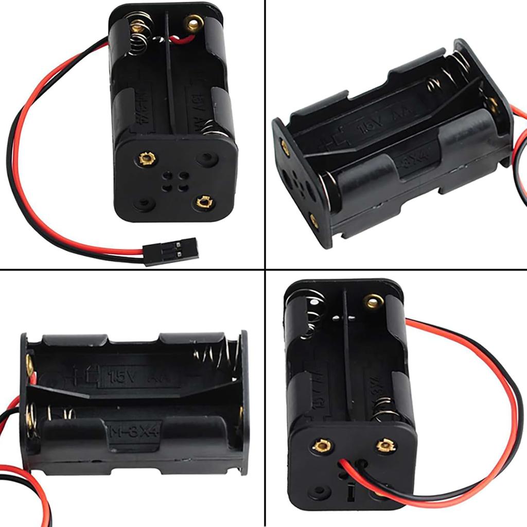 RC Servo Tester Kit with SG90 9g 180° Micro Servo – 3-Mode Servo Motor Controller and 4 AA Battery Holder with JR Connector for RC Models and Robotics