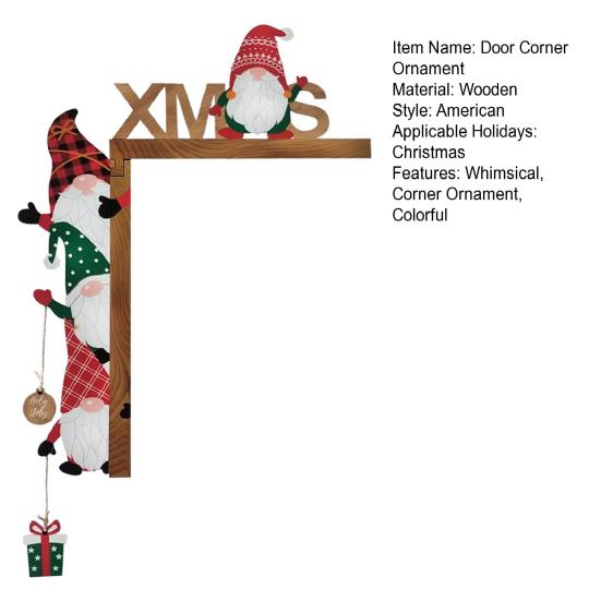 Door Corner Decoration Wood Christmas Faceless Old Man Corner Ornament Colorful Gnome Festive Decor Corner Ornament for Mirror Cabinet Furniture