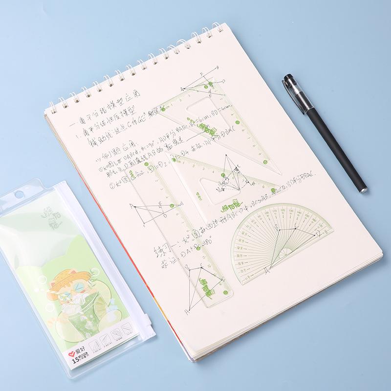 Hobby Stationery Hide-and-Seek Ruler Set for Kids: Includes Wave, Triangle, Protractor, and Straight Rulers.