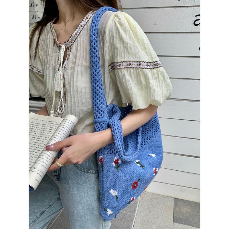 Vintage Knit Bag Large Capacity Tote Bag Woven Bag Handbag for Women