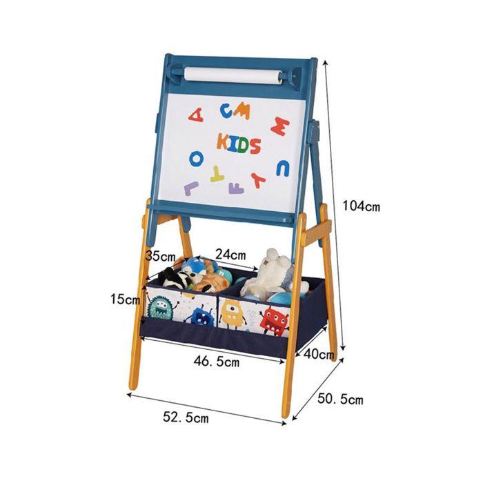Tableau magnétique enfant - GINGER HOME MONSTER - Chevalet bois - Lettres aimantées - 2 bacs de rangement