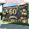 60th Birthday Celebration Banner - Gold and Black Polyester Fiber Party Background Fabric Suitable for Birthday Decoration