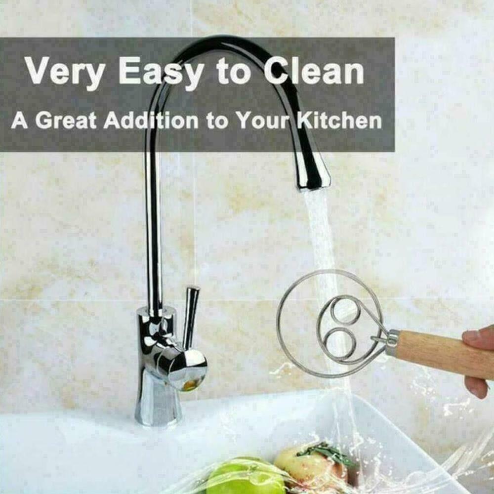 Миксер для муки Венчик из нержавеющей стали Спиральный венчик Венчик для муки Миксер для муки 13-дюймовая дубовая ручка Датский венчик для теста